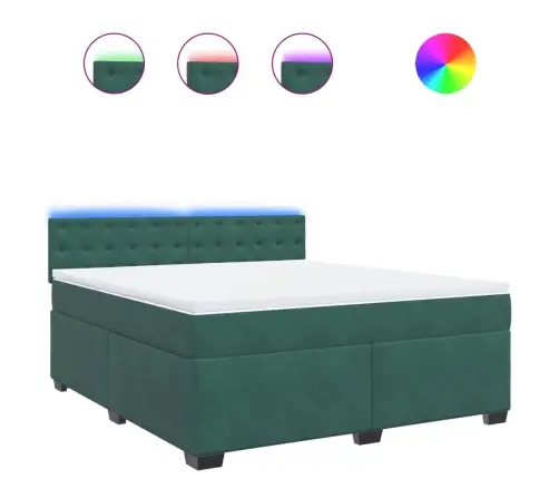 Atsperu Gulta Ar Matraci, Tumši Zaļš Samts, 180X200 Cm Vidaxl