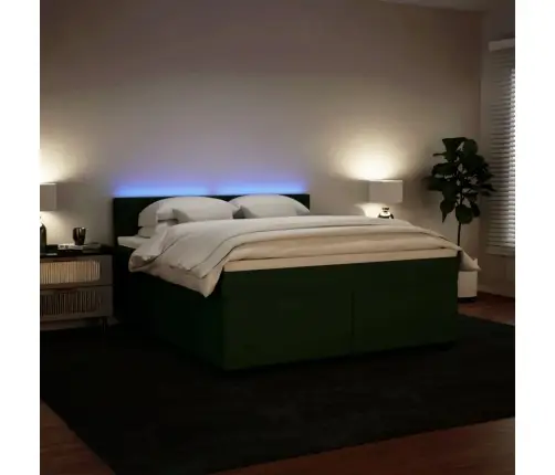 Atsperu Gulta Ar Matraci, Tumši Zaļš Samts, 180X200 Cm Vidaxl