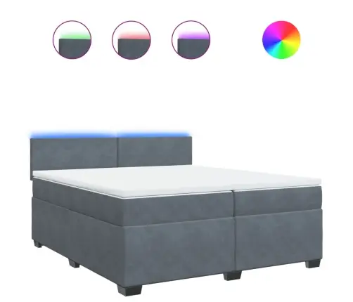 Atsperu Gulta Ar Matraci, Tumši Pelēka Samts, 200X200 Cm Vidaxl