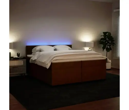 Lova Su Spyruoklėmis Ir Čiužiniu, Rožinė, 200X200 cm Aksomas