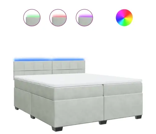 Atsperu Gulta Ar Matraci, Gaiši Pelēka Samts, 200X200 Cm Vidaxl