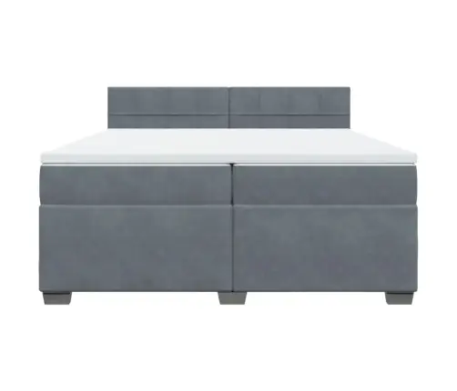 Atsperu Gulta Ar Matraci, Tumši Pelēka Samts, 200X200 Cm Vidaxl