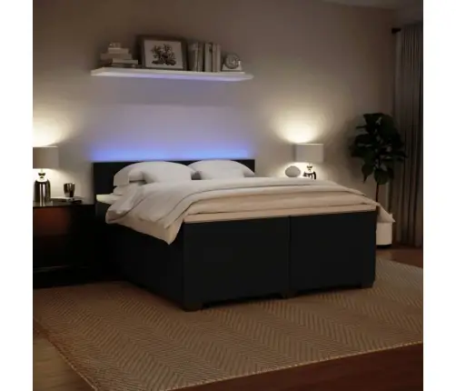 Atsperu Gulta Ar Matraci, Melna Samts, 200X200 Cm Vidaxl