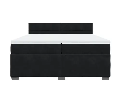 Atsperu Gulta Ar Matraci, Melna Samts, 200X200 Cm Vidaxl