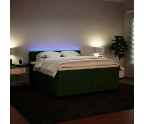 Atsperu Gulta Ar Matraci, Tumši Zaļš Samts, 200X200 Cm Vidaxl