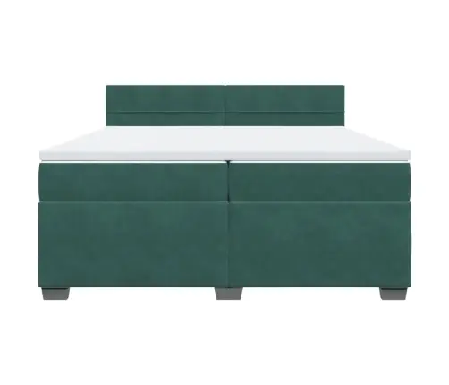 Atsperu Gulta Ar Matraci, Tumši Zaļš Samts, 200X200 Cm Vidaxl