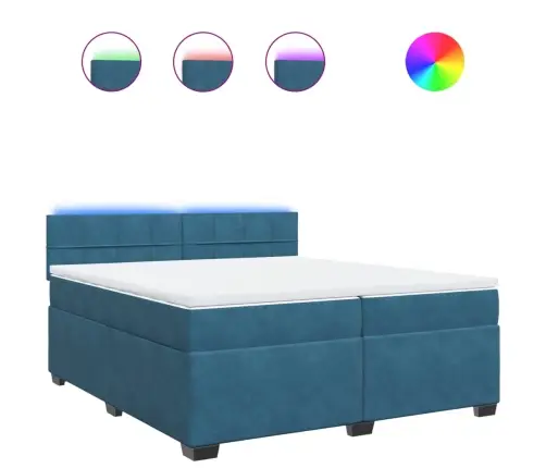 Atsperu Gulta Ar Matraci, Zils Samts, 200X200 Cm Vidaxl