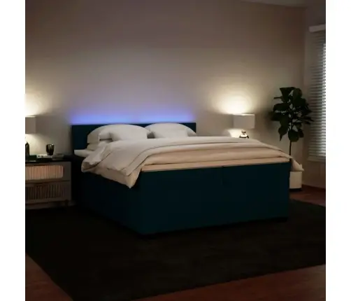 Atsperu Gulta Ar Matraci, Zils Samts, 200X200 Cm Vidaxl