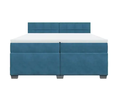 Atsperu Gulta Ar Matraci, Zils Samts, 200X200 Cm Vidaxl