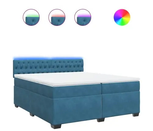 Kontinentaalvoodi Madratsiga, Sinine, 200X200 cm Samet