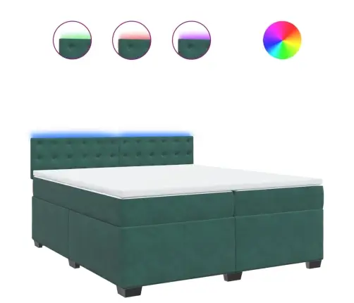 Atsperu Gulta Ar Matraci, Tumši Zaļš Samts, 200X200 Cm Vidaxl