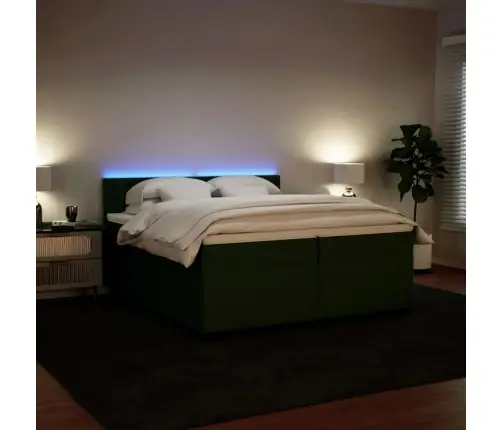 Atsperu Gulta Ar Matraci, Tumši Zaļš Samts, 200X200 Cm Vidaxl