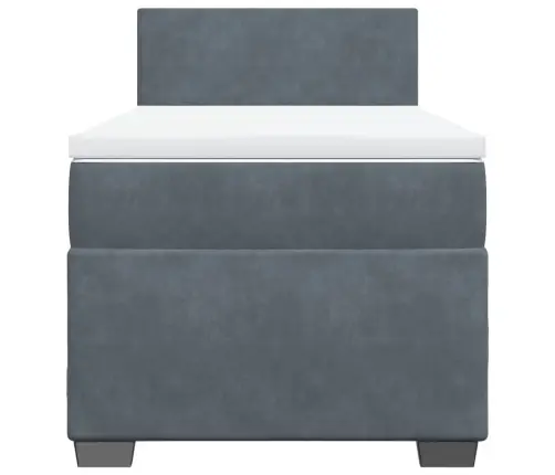 Atsperu Gulta Ar Matraci, Tumši Pelēka, Samts, Vienvietīga Vidaxl