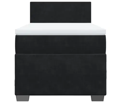 Spyruoklinė Lova Su Čiužiniu, Juoda, Aksomas, Vienvietė
