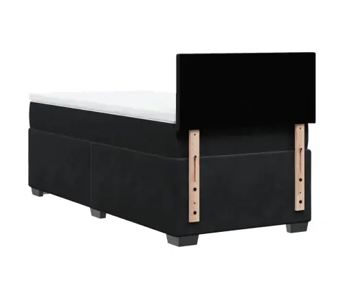 Spyruoklinė Lova Su Čiužiniu, Juoda, Aksomas, Vienvietė