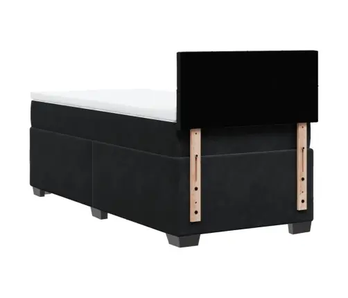 Atsperu Gulta Ar Matraci, Melna, Samts, Vienvietīga Vidaxl