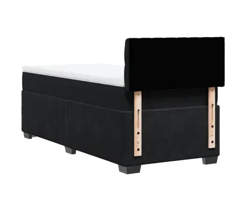 Atsperu Gulta Ar Matraci, Melna, Samts, Vienvietīga Vidaxl