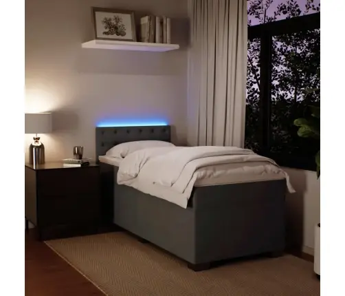 Atsperu Gulta Ar Matraci, Tumši Pelēka, Samts, Vienvietīga Vidaxl