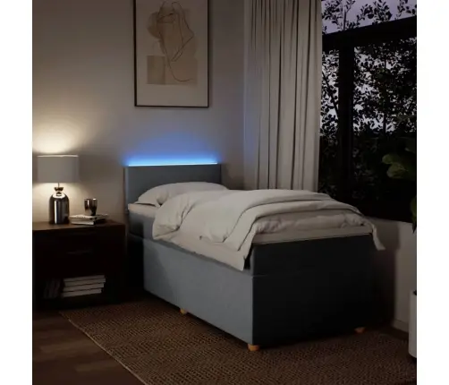 Atsperu Gultas Rāmis Ar Matraci, Gaiši Pelēka Audums, 80X200 Cm Vidaxl