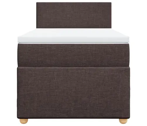 Atsperu Gultas Rāmis Ar Matraci, Tumši Brūna, 80X200 Cm, Audums Vidaxl