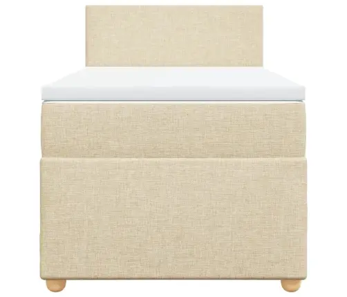 Atsperu Gultas Rāmis Ar Matraci, Krēmkrāsas, 80X200 Cm, Audums Vidaxl