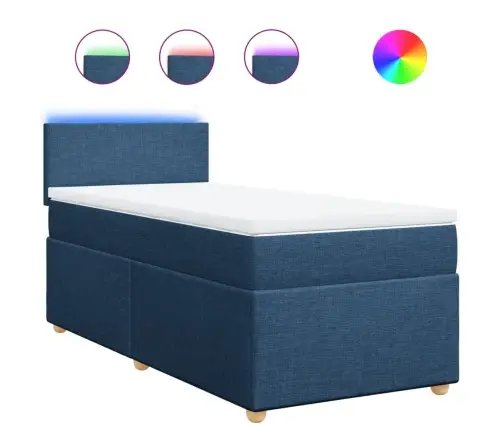 Lova Su Spyruoklėmis Ir Čiužiniu, Mėlyna, 120X200 cm Audinys