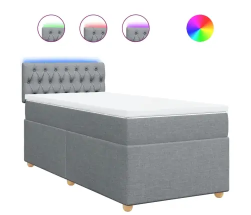 Atsperu Gultas Rāmis Ar Matraci, Gaiši Pelēka Audums, 80X200 Cm Vidaxl