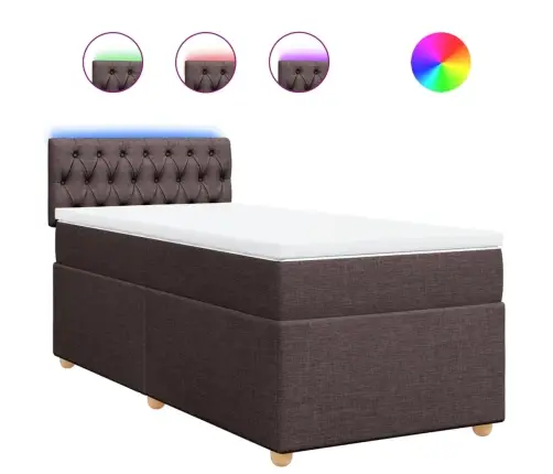 Atsperu Gultas Rāmis Ar Matraci, Tumši Brūna, 80X200 Cm, Audums Vidaxl