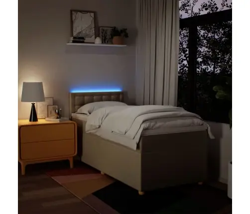 Lova Su Spyruoklėmis Ir Čiužiniu, Kreminė, 80X200cm Audinys