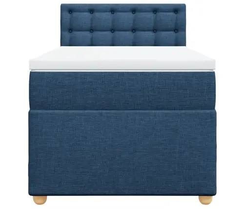 Atsperu Gultas Rāmis Ar Matraci, Zils, 80X200 Cm, Audums Vidaxl