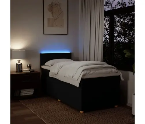 Atsperu Gulta Ar Matraci, Melna, 90X190 Cm, Audums Vidaxl