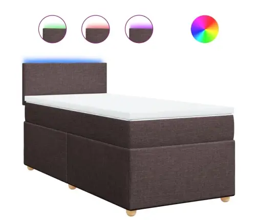 Atsperu Gulta Ar Matraci, Tumši Brūna, 90X190 Cm, Audums Vidaxl