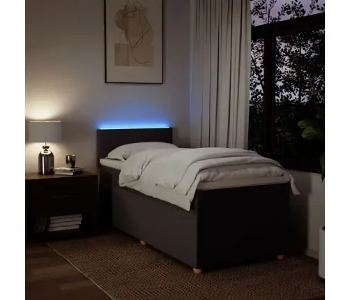 Atsperu Gulta Ar Matraci, Tumši Brūna, 90X190 Cm, Audums Vidaxl