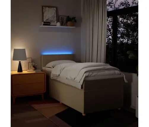 Atsperu Gulta Ar Matraci, Krēmkrāsas, 90X190 Cm, Audums Vidaxl