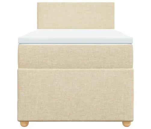 Atsperu Gulta Ar Matraci, Krēmkrāsas, 90X190 Cm, Audums Vidaxl