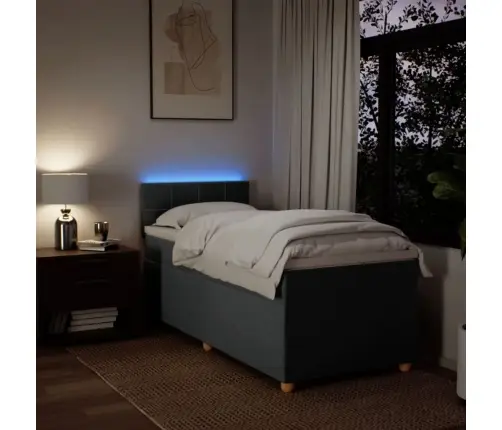 Atsperu Gulta Ar Matraci, Tumši Pelēka, 90X190 Cm, Audums Vidaxl