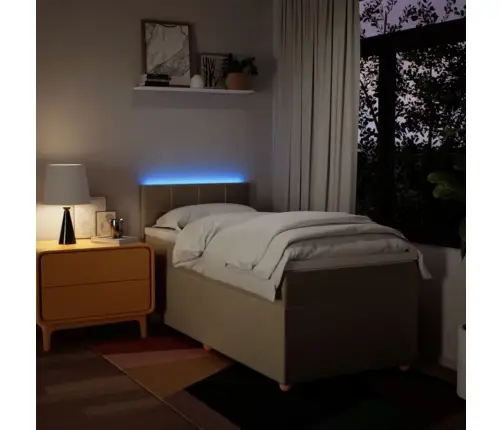 Atsperu Gulta Ar Matraci, Krēmkrāsas, 90X190 Cm, Audums Vidaxl