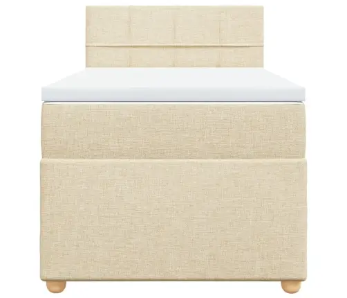 Atsperu Gulta Ar Matraci, Krēmkrāsas, 90X190 Cm, Audums Vidaxl