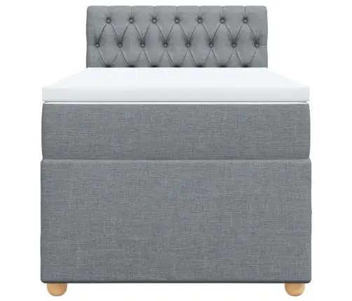 Atsperu Gulta Ar Matraci, Gaiši Pelēka, 90X190 Cm, Audums Vidaxl