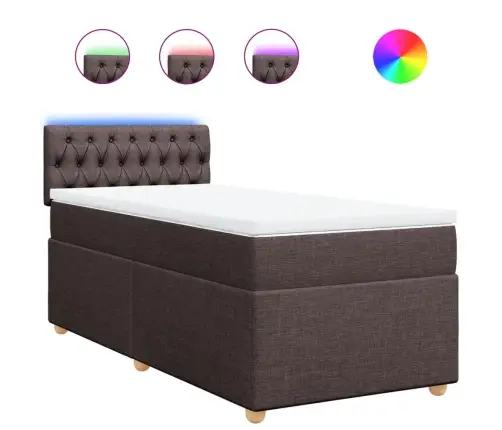 Atsperu Gulta Ar Matraci, Tumši Brūna, 90X190 Cm, Audums Vidaxl