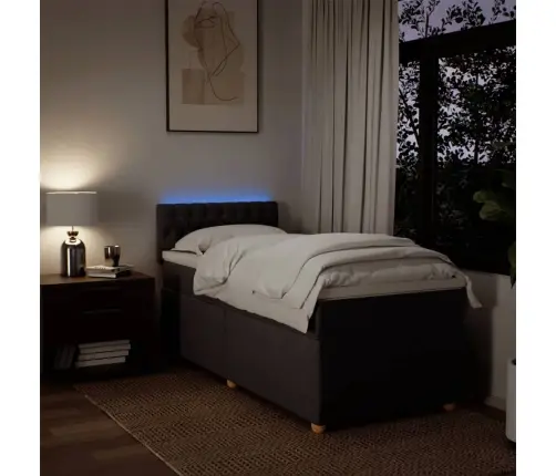 Atsperu Gulta Ar Matraci, Tumši Brūna, 90X190 Cm, Audums Vidaxl