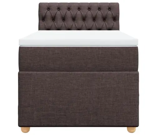 Atsperu Gulta Ar Matraci, Tumši Brūna, 90X190 Cm, Audums Vidaxl