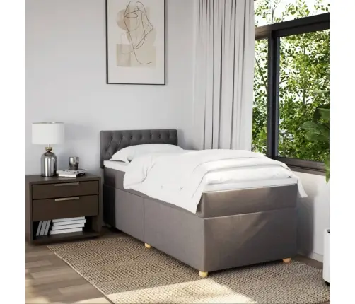 Atsperu Gulta Ar Matraci, Pelēkbrūns, 90X190 Cm, Audums Vidaxl