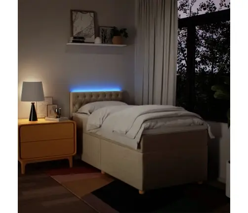 Lova Su Spyruoklėmis Ir Čiužiniu, Kreminė, 90X190 cm Audinys