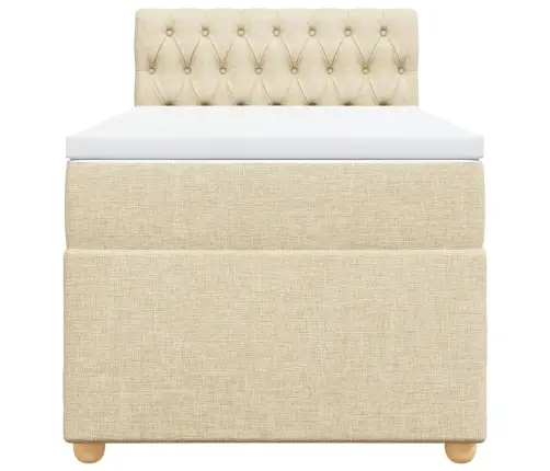 Lova Su Spyruoklėmis Ir Čiužiniu, Kreminė, 90X190 cm Audinys