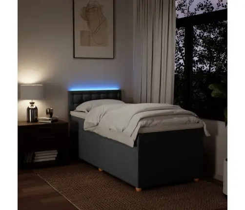 Atsperu Gulta Ar Matraci, Tumši Pelēka, 90X190 Cm, Audums Vidaxl