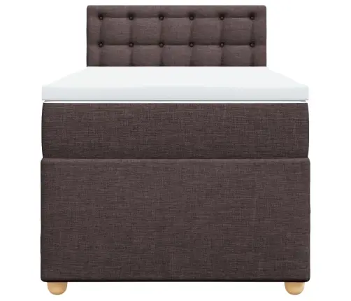 Atsperu Gulta Ar Matraci, Tumši Brūna, 90X190 Cm, Audums Vidaxl