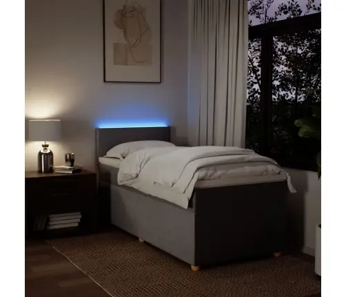 Atsperu Gultas Rāmis Ar Matraci, Pelēkbrūns, 90X200 Cm, Audums Vidaxl