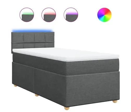 Atsperu Gulta Ar Matraci, Tumši Pelēka, 90X200 Cm, Audums Vidaxl