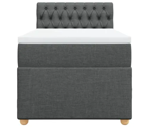 Atsperu Gulta Ar Matraci, Tumši Pelēka, 90X200 Cm, Audums Vidaxl